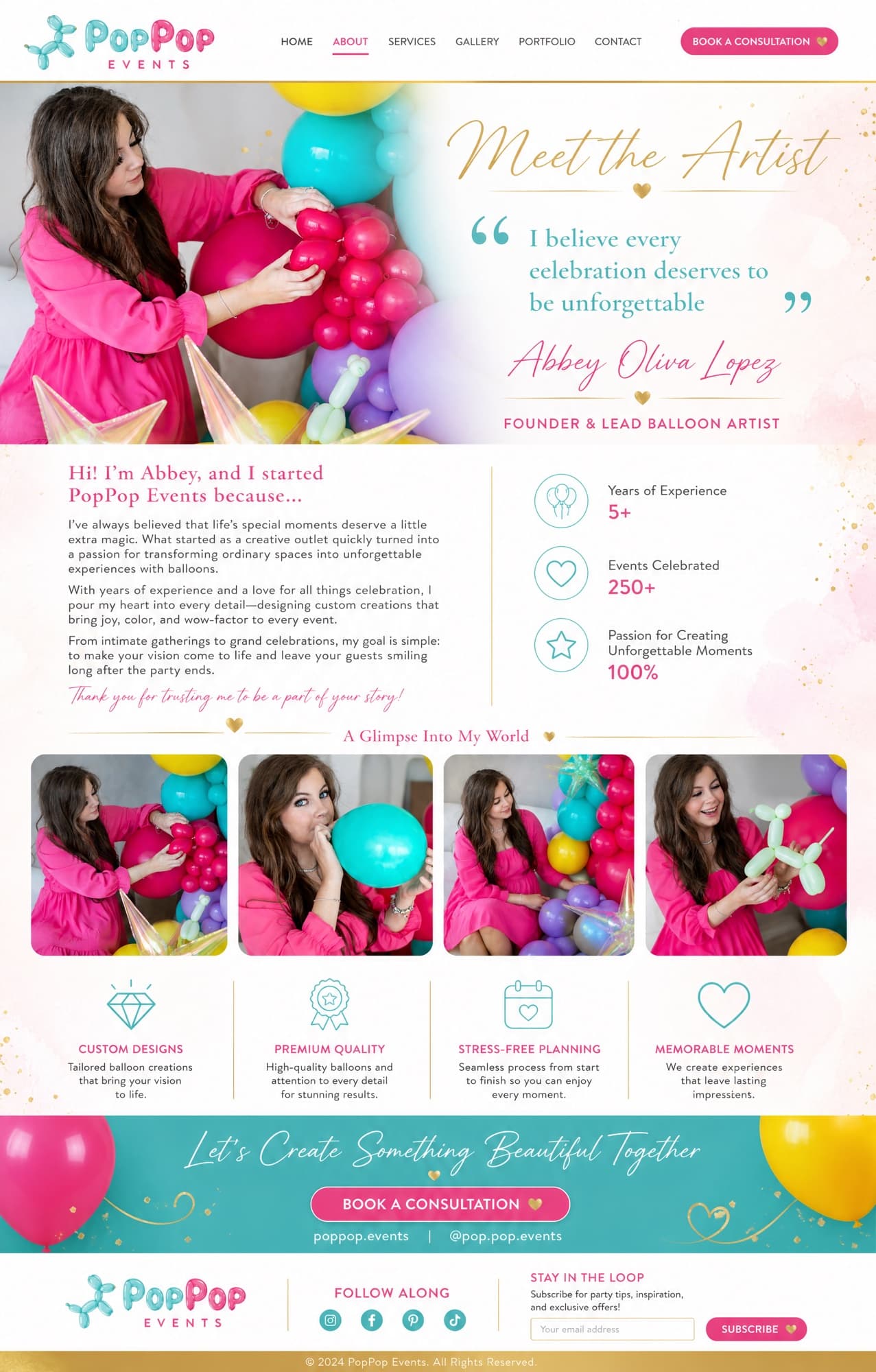 PopPop Events about-page mockup