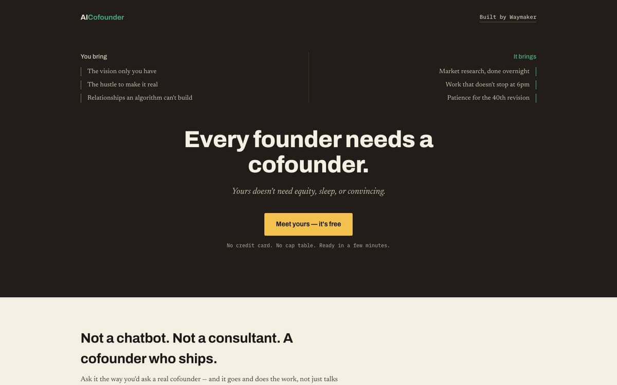 Homepage of AI Cofounder