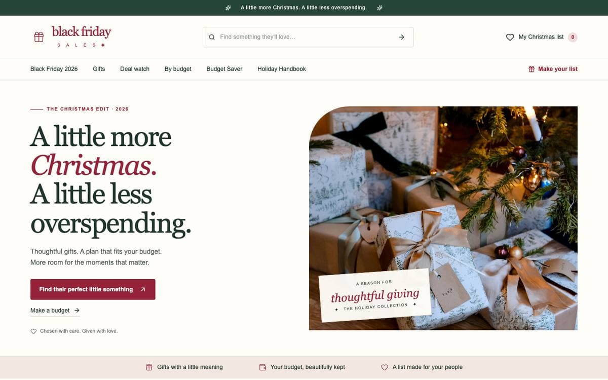 Homepage of Black Friday Sale