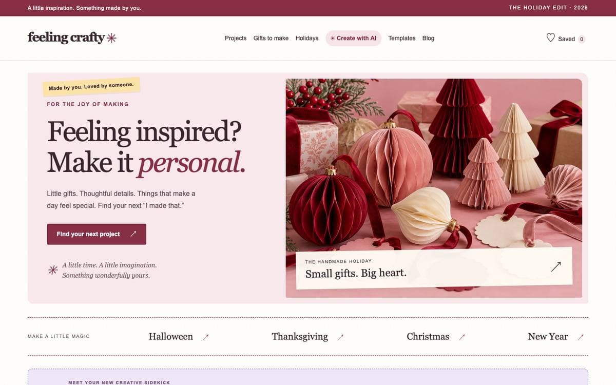 Homepage of Feeling Crafty