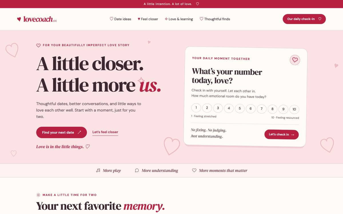 Homepage of LoveCoach