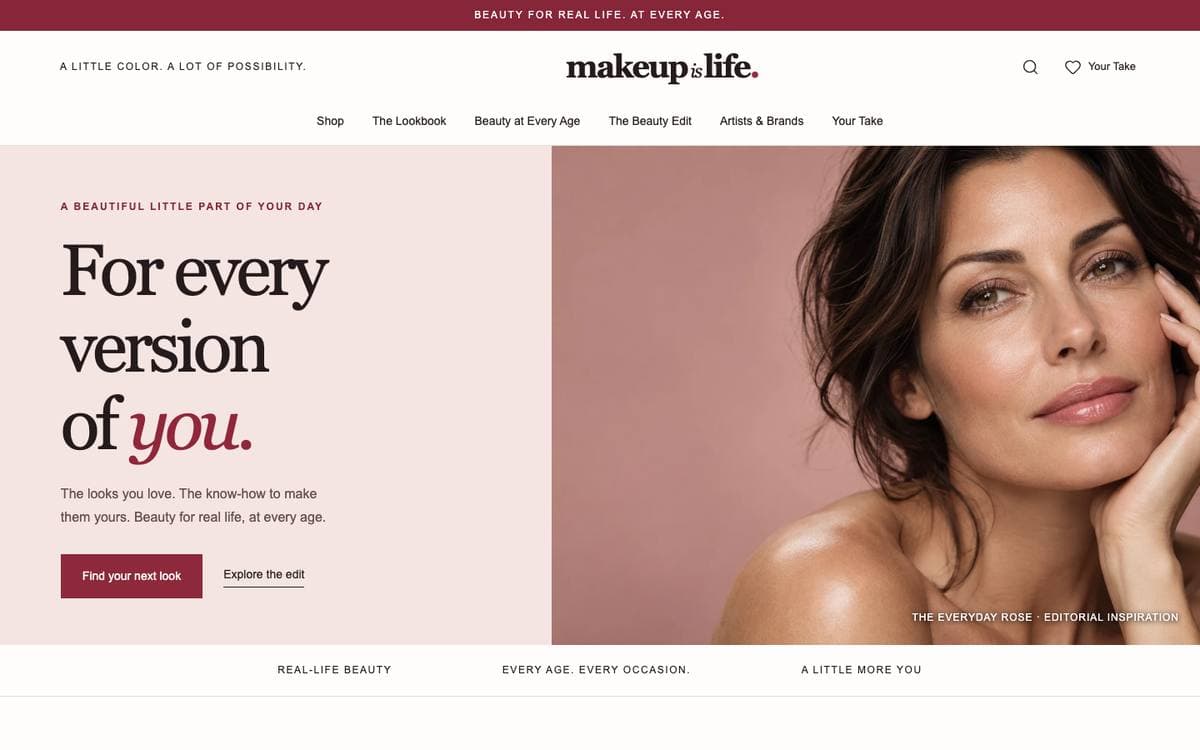 Homepage of Makeup Is Life