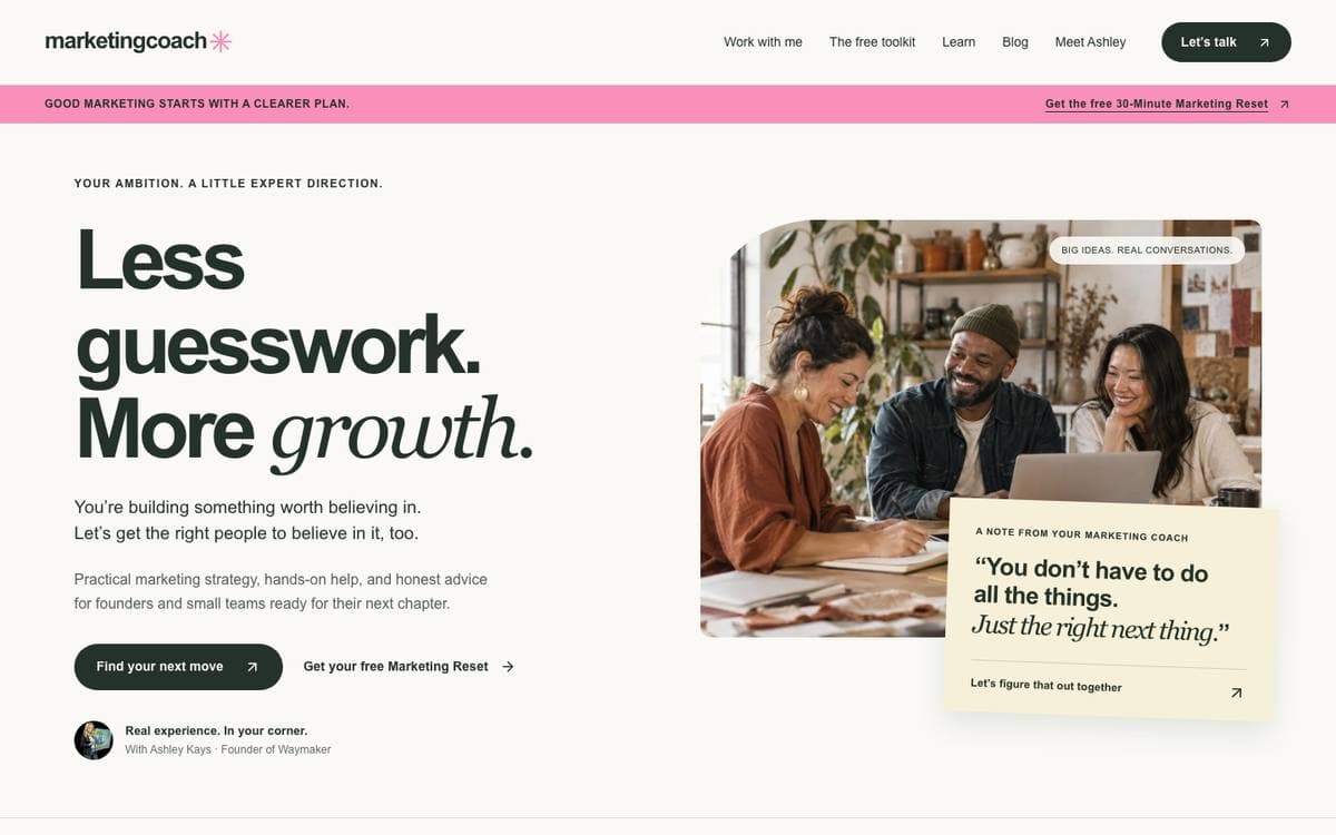 Homepage of MarketingCoach