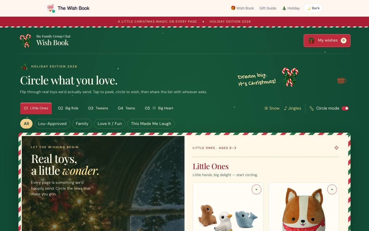 Homepage of My Wishbook