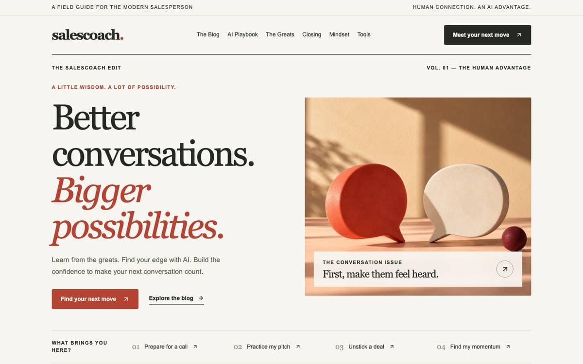 Homepage of SalesCoach