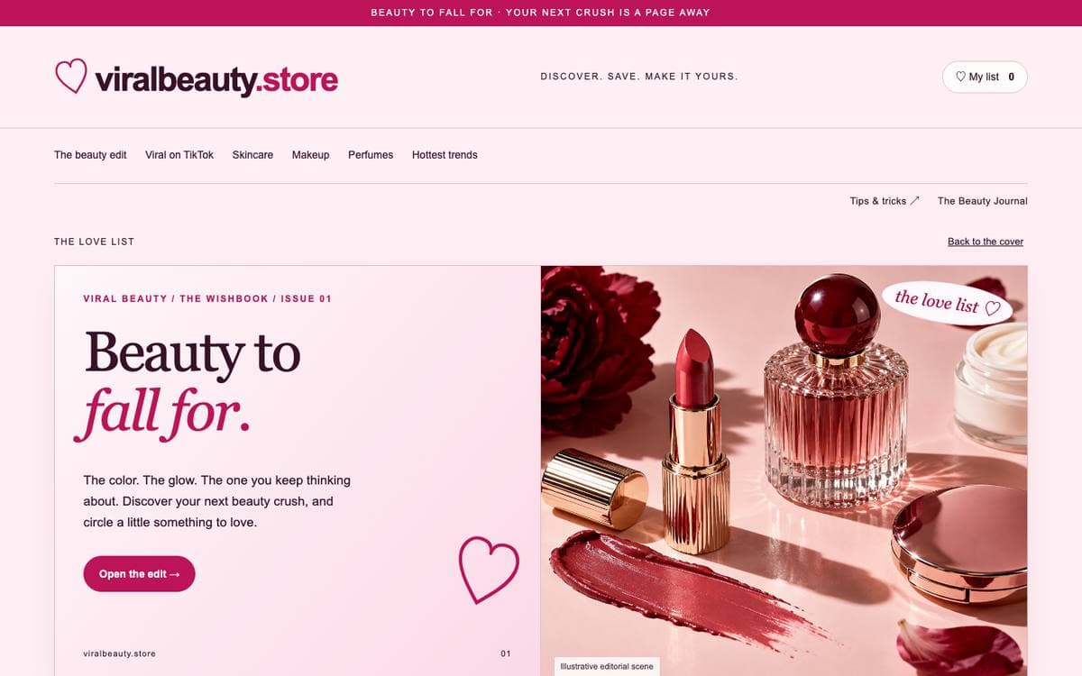 Homepage of Viral Beauty