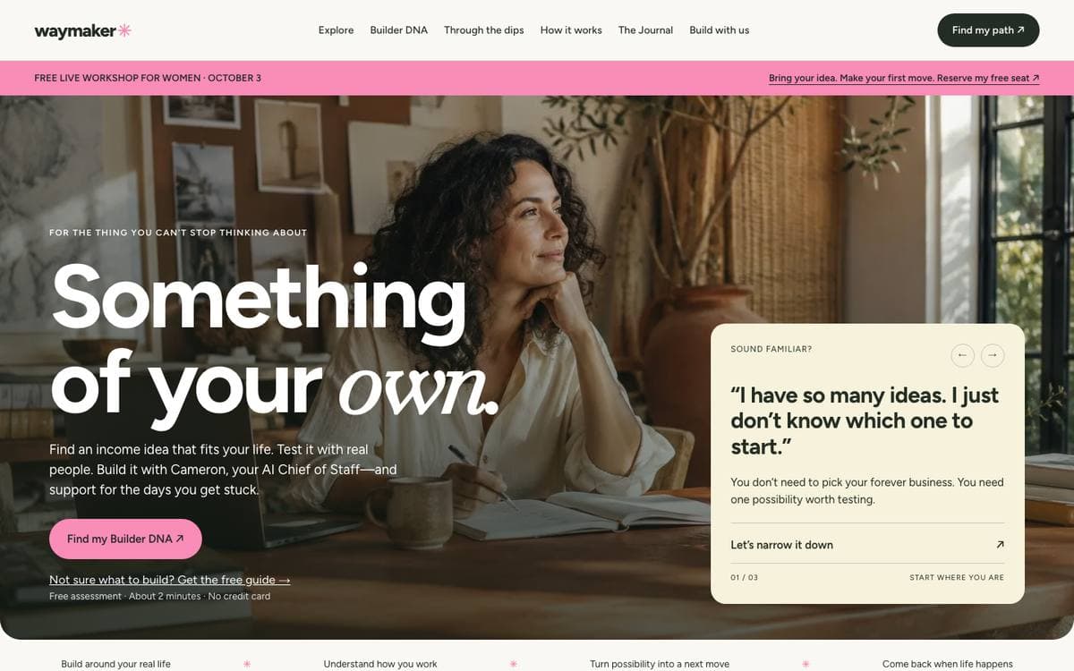 Homepage of Waymaker