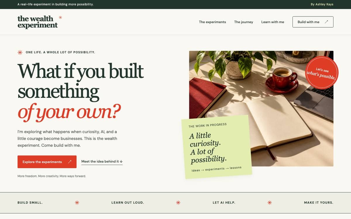 Homepage of The Wealth Experiment
